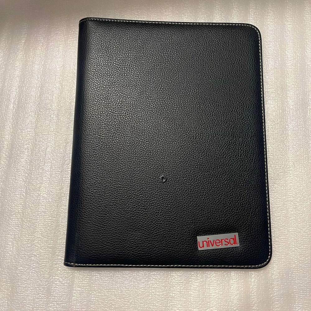 Universal Leather-Look Pad Folio – Black | Slim Business Organizer